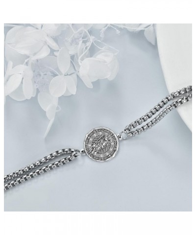 Religious Protector Bracelet Sterling Silver Adjustable Bracelet Jewelry Gifts for Men Women St Christopher $17.22 Bracelets