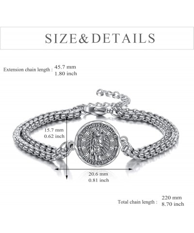 Religious Protector Bracelet Sterling Silver Adjustable Bracelet Jewelry Gifts for Men Women St Christopher $17.22 Bracelets