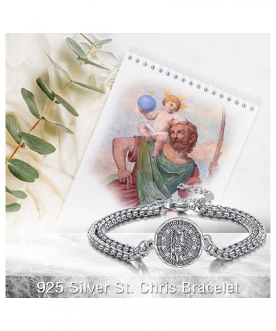 Religious Protector Bracelet Sterling Silver Adjustable Bracelet Jewelry Gifts for Men Women St Christopher $17.22 Bracelets