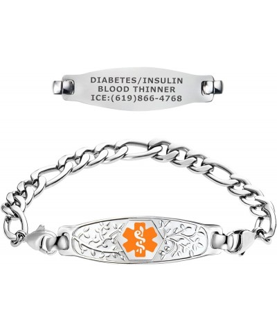 Custom Engraved Medical Alert Bracelet, Stainless Steel Medical Alert Bracelet for Women, Medical ID Bracelet w/Free Engravin...