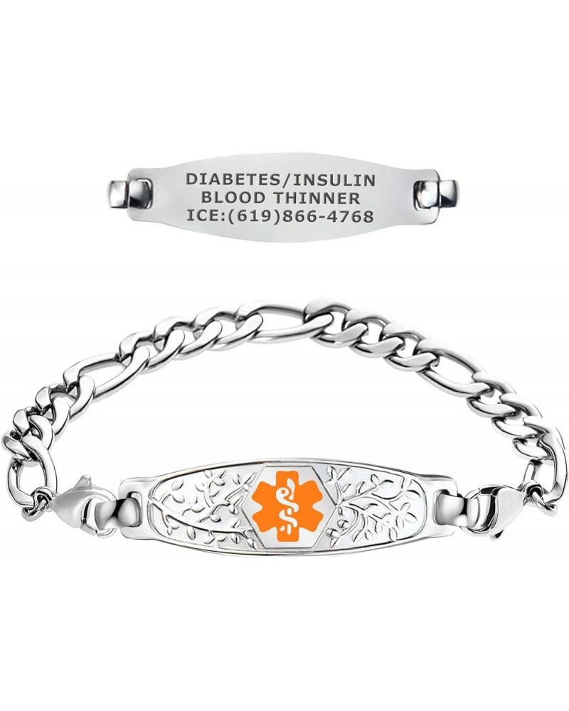 Custom Engraved Medical Alert Bracelet, Stainless Steel Medical Alert Bracelet for Women, Medical ID Bracelet w/Free Engravin...