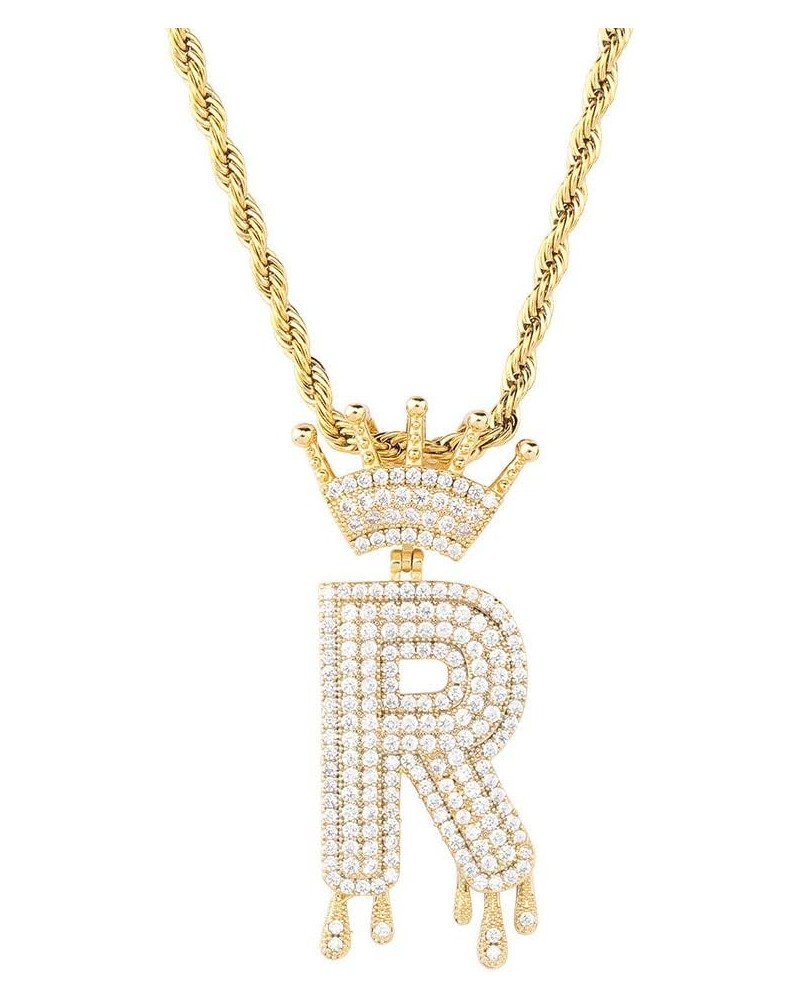 Initial Necklaces for Women 18K Plated Gold Initial Necklace for Men Silver Iced Out Diamond Name Letter Necklace Gold R 24.0...