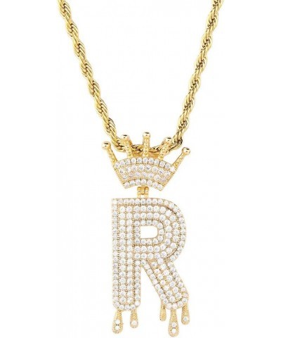 Initial Necklaces for Women 18K Plated Gold Initial Necklace for Men Silver Iced Out Diamond Name Letter Necklace Gold R 24.0...