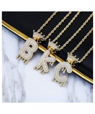 Initial Necklaces for Women 18K Plated Gold Initial Necklace for Men Silver Iced Out Diamond Name Letter Necklace Gold R 24.0...