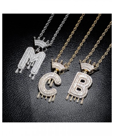 Initial Necklaces for Women 18K Plated Gold Initial Necklace for Men Silver Iced Out Diamond Name Letter Necklace Gold R 24.0...