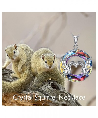 Dainty Crystal Squirrel Necklace for Women Sterling Silver Animal Pendant Golden Peanuts Jewelry Gifts $12.80 Necklaces