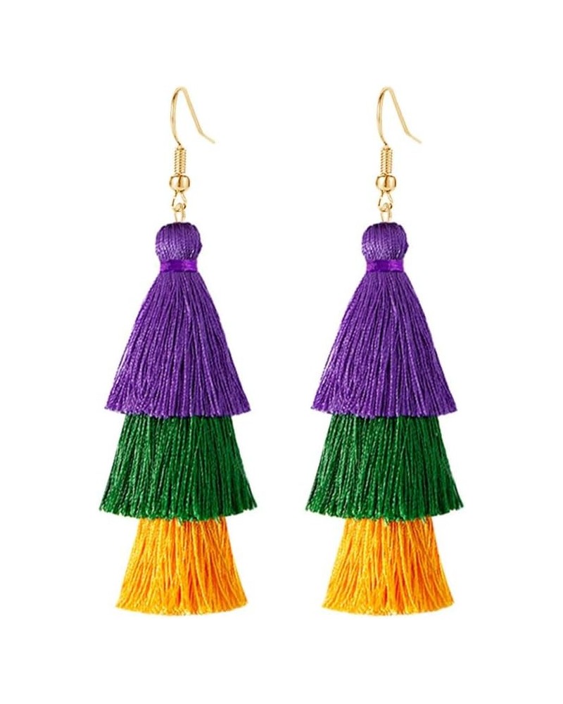 3 Tier Layered Colorful Tassel Earrings Bohemian Big Dangle Drop Fashion Jewelry Earrings for Women Teen Girls Valentine Birt...