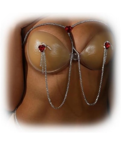 Rhinestone Chest Bracket Bras Chain Body Jewelry Sexy Bikini Crystal Body Chain Rhinestone Bra Underwear Body Chain for Women...