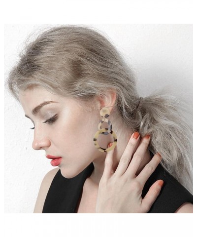 Women's Acrylic Geometric Earrings - Leopard Print, Lucite, Retro Style Black Yellow $5.18 Earrings