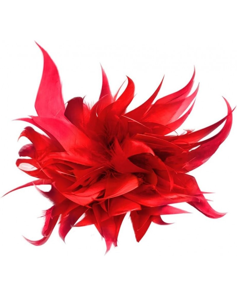 Women Feather Brooch Fashion Brooch Pins Corsage Hair Clip Headwear Hairpin Hairband for Derby Hat Cocktail Party Red $7.41 B...