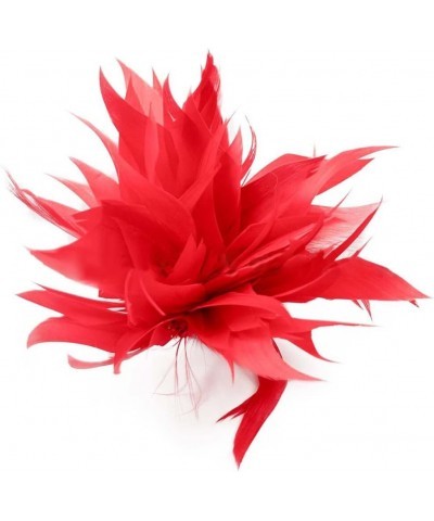 Women Feather Brooch Fashion Brooch Pins Corsage Hair Clip Headwear Hairpin Hairband for Derby Hat Cocktail Party Red $7.41 B...