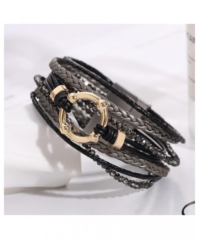 Leather Wrap Bracelets Women Boho Bracelets Stackable Jewelry Christmas Gifts for Her Style-7-3 $10.91 Bracelets