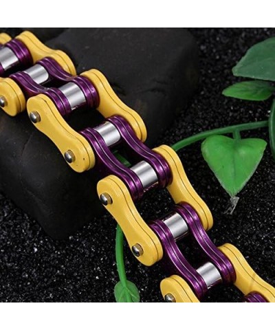 Stainless Steel Mens Women Bike Bracelet Motorcycle Biker Chain WideHeavy Bangle Man Jewelry Two-tone Polished Yellow-Purple ...