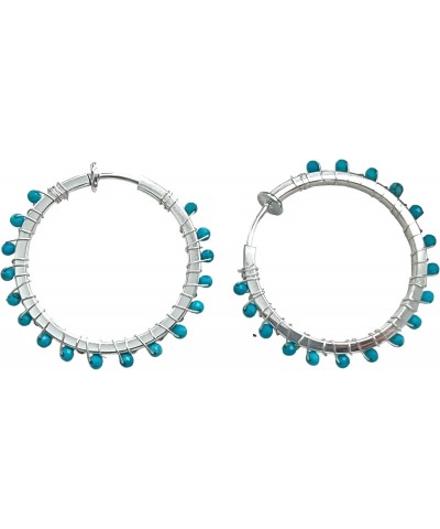 Clip on turquoise hoops - silver medium $15.30 Earrings