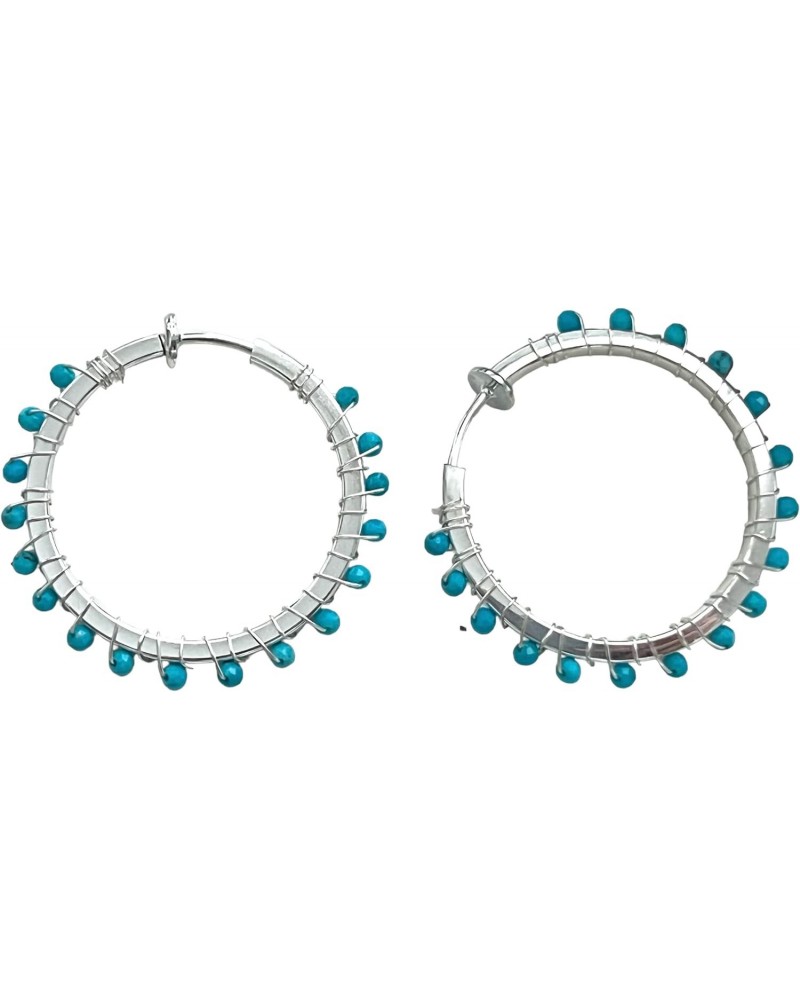 Clip on turquoise hoops - silver medium $15.30 Earrings