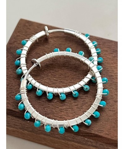 Clip on turquoise hoops - silver medium $15.30 Earrings