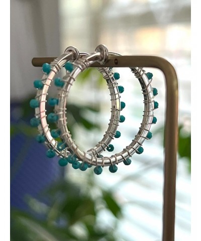 Clip on turquoise hoops - silver medium $15.30 Earrings