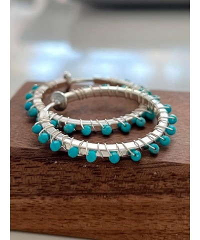 Clip on turquoise hoops - silver medium $15.30 Earrings