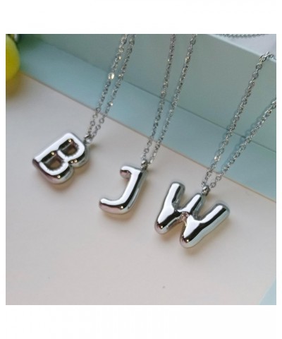 Initial Necklaces for Women Girls Dainty Bubble Letter Necklace A-Z Pendant Choker Necklace Trendy Cute Personalized Puffy Na...