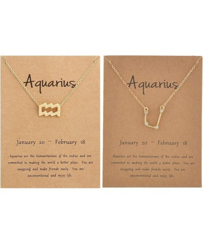 2Pcs Gold Zodiac Necklace Set 12 Constellation Moon Pendant Necklace Zodiac Jewelry Gifts Aquarius $7.64 Necklaces