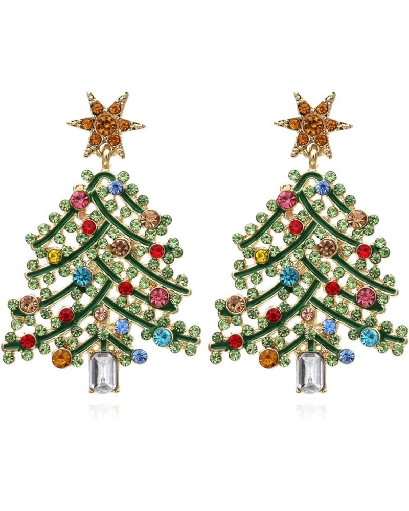 Shining Hollow Santa Claus Elk Bowknot Bell Dangle Earrings Colorful Rhinestone Crystal Pearl Animal Stud Earrings for Women ...