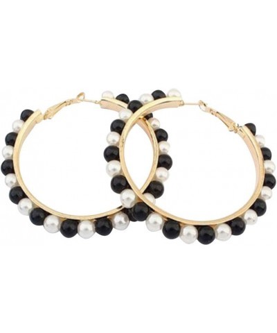 Pearl Hoop Earrings for Women Black White Pearl Earring Big Circle Loop Earrings Fashion Jewelry E:black/white $8.79 Earrings