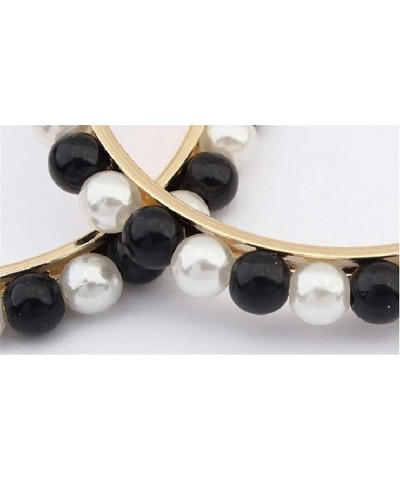 Pearl Hoop Earrings for Women Black White Pearl Earring Big Circle Loop Earrings Fashion Jewelry E:black/white $8.79 Earrings