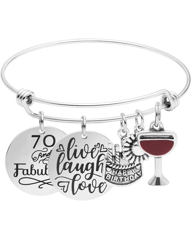 Birthday Gifts for Women 13th 16th 18th 21st 30 40 50 60 65 70 80 90 Fabulous Live Laugh Love Cake Charms Expandable Bracelet...