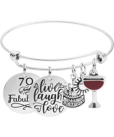 Birthday Gifts for Women 13th 16th 18th 21st 30 40 50 60 65 70 80 90 Fabulous Live Laugh Love Cake Charms Expandable Bracelet...