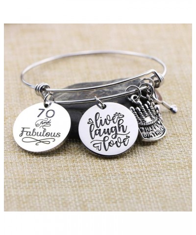 Birthday Gifts for Women 13th 16th 18th 21st 30 40 50 60 65 70 80 90 Fabulous Live Laugh Love Cake Charms Expandable Bracelet...