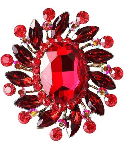 Gorgeous Saprkling Crystal Rhinestone Marquise Big Oval Brooch Pin for Women Girl Wedding Party Costume Jewelry Ruby Color $7...