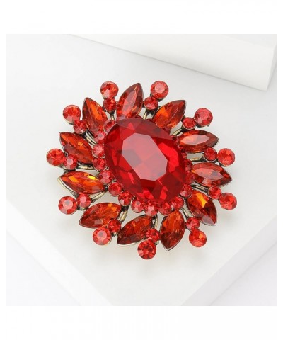 Gorgeous Saprkling Crystal Rhinestone Marquise Big Oval Brooch Pin for Women Girl Wedding Party Costume Jewelry Ruby Color $7...