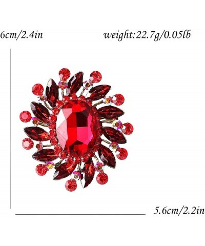 Gorgeous Saprkling Crystal Rhinestone Marquise Big Oval Brooch Pin for Women Girl Wedding Party Costume Jewelry Ruby Color $7...