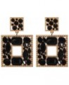 Rhinestone Square Dangle Earrings For Women Sparkly Crystal Geometric Drop Statement Earrings Green Collection 55716-BK $10.0...