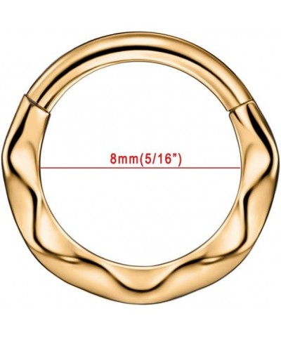 316l Surgical Steel Septum Jewelry 16 Gauge Hinged Septum Clicker Daith Earrings Hoop Wave, Rose Gold 16g 8mm $10.06 Body Jew...