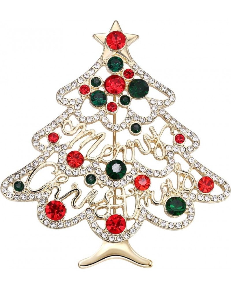 Women's Vintage Inspired Crystal Merry Christmas Holiday Wreath Brooch Pin 04-Hollow Christmas Tree $6.26 Brooches & Pins