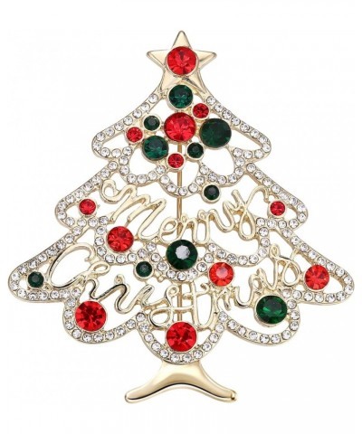 Women's Vintage Inspired Crystal Merry Christmas Holiday Wreath Brooch Pin 04-Hollow Christmas Tree $6.26 Brooches & Pins