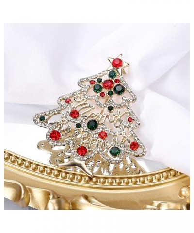 Women's Vintage Inspired Crystal Merry Christmas Holiday Wreath Brooch Pin 04-Hollow Christmas Tree $6.26 Brooches & Pins