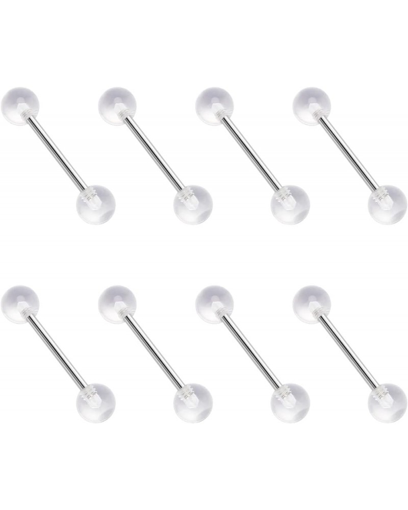 Transparent Ball and Barbell Clear Tongue Ring Retainer 14G or Nipple Ring Surgical Steel Barbell $6.62 Body Jewelry