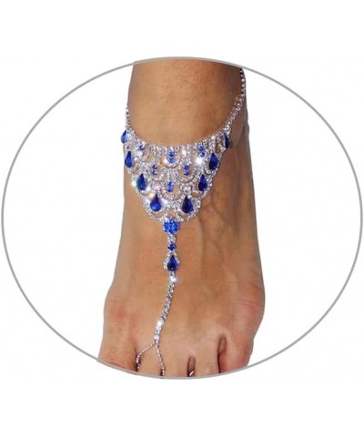 1Pair Summer Beach Water Drop Anklet Rhinestone Toe Ring Foot Chain Bridal Crystal Barefoot Anklet Sandal High Heels Accessor...