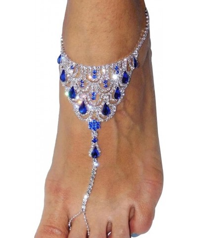 1Pair Summer Beach Water Drop Anklet Rhinestone Toe Ring Foot Chain Bridal Crystal Barefoot Anklet Sandal High Heels Accessor...