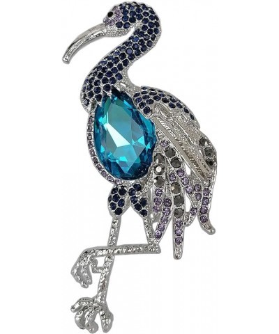 Rhinestone Crystal Animal Bird Flamingo Brooch Pin Pendant BZ6620 Ink Blue-Blue $12.95 Brooches & Pins