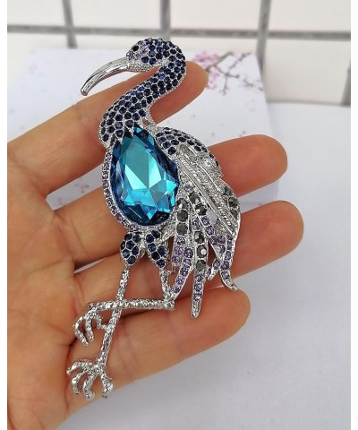 Rhinestone Crystal Animal Bird Flamingo Brooch Pin Pendant BZ6620 Ink Blue-Blue $12.95 Brooches & Pins