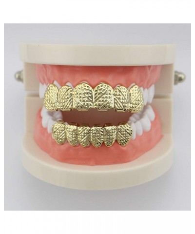 18K Gold Plated Hip Hop Rugged 6 Teeth TOP and Bottom Grillz for Your Teeth Set for Men and Women Gun Black $7.94 Body Jewelry