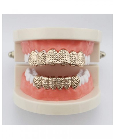 18K Gold Plated Hip Hop Rugged 6 Teeth TOP and Bottom Grillz for Your Teeth Set for Men and Women Gun Black $7.94 Body Jewelry