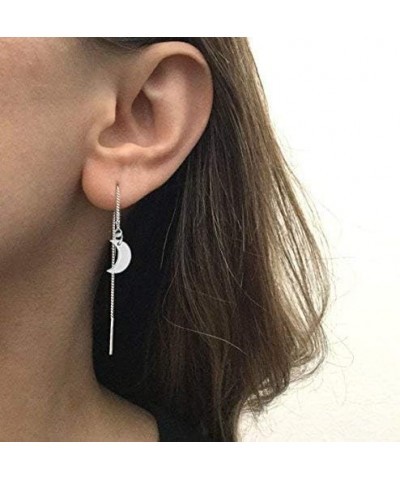 Irregular Moon and Star Threader Earrings Women Ear Line Dangle Drop Earrings silver $9.35 Earrings