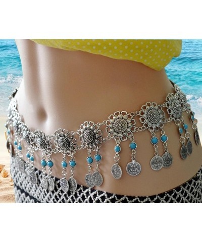 Boho Style Old Coin Pattern Waist Chain Gypsy for Women Jewelry Sexy Beach Body Chain Metal Tassel Belly Dance Waist Chain (C...