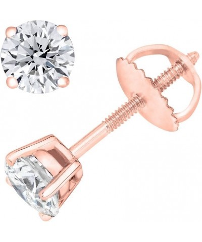 Round Diamond stud (IGI Certified 0.70 ct & up) Plus Quality ScrewBack 14K from 0.04ct - 2.00ct Rose Gold 0.5 carats $30.73 E...