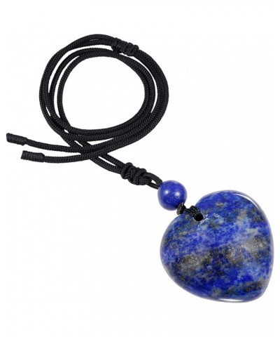 Heart Stone Necklace for Women Men, Lucky Love Healing Crystal Pendant with Adjustable Cord 19-27 Inches Blue $11.54 Necklaces