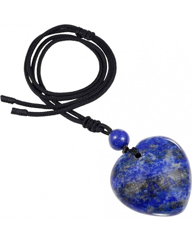 Heart Stone Necklace for Women Men, Lucky Love Healing Crystal Pendant with Adjustable Cord 19-27 Inches Blue $11.54 Necklaces